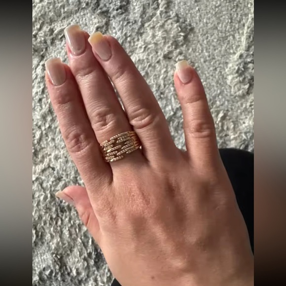 Anthropologie Spiral Gold Crystal Ring - Picture 6 of 14